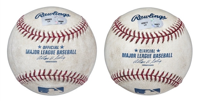 Lot of (2) 2009 Los Angeles Dodgers Game Used OML Selig Baseballs Used To Tie & Break Dodgers Home Win Streak Record (MLB Authenticated)